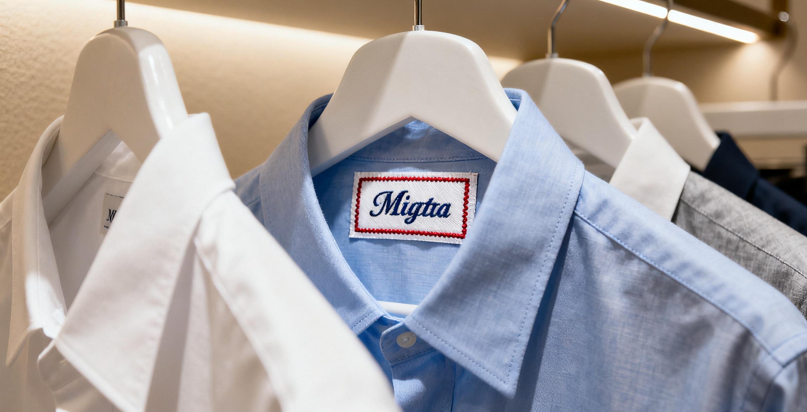 Custom embroidered garment labels on shirts